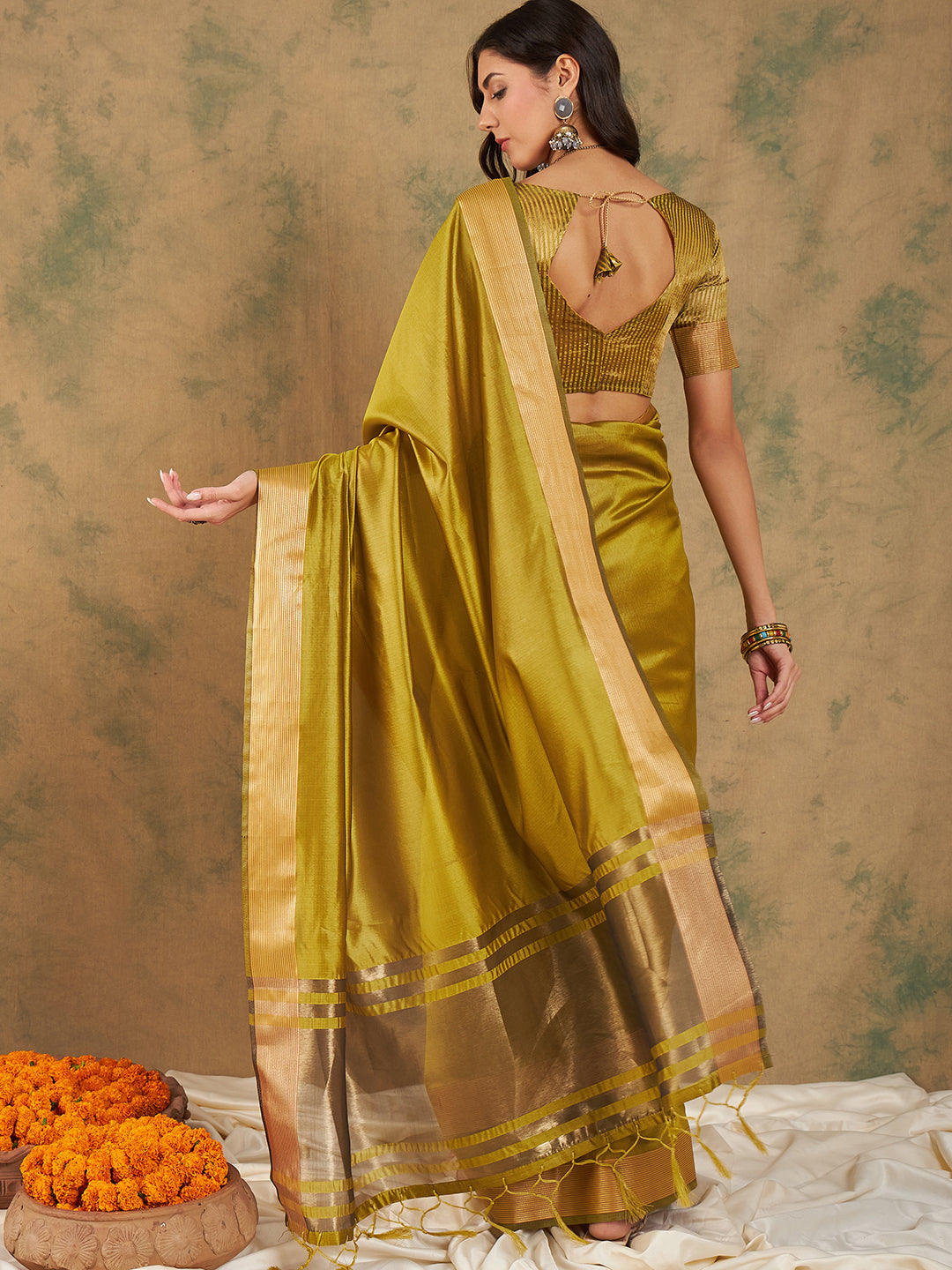 Designer Cotton-Organza Saree | Woven Jari Work for Special Events