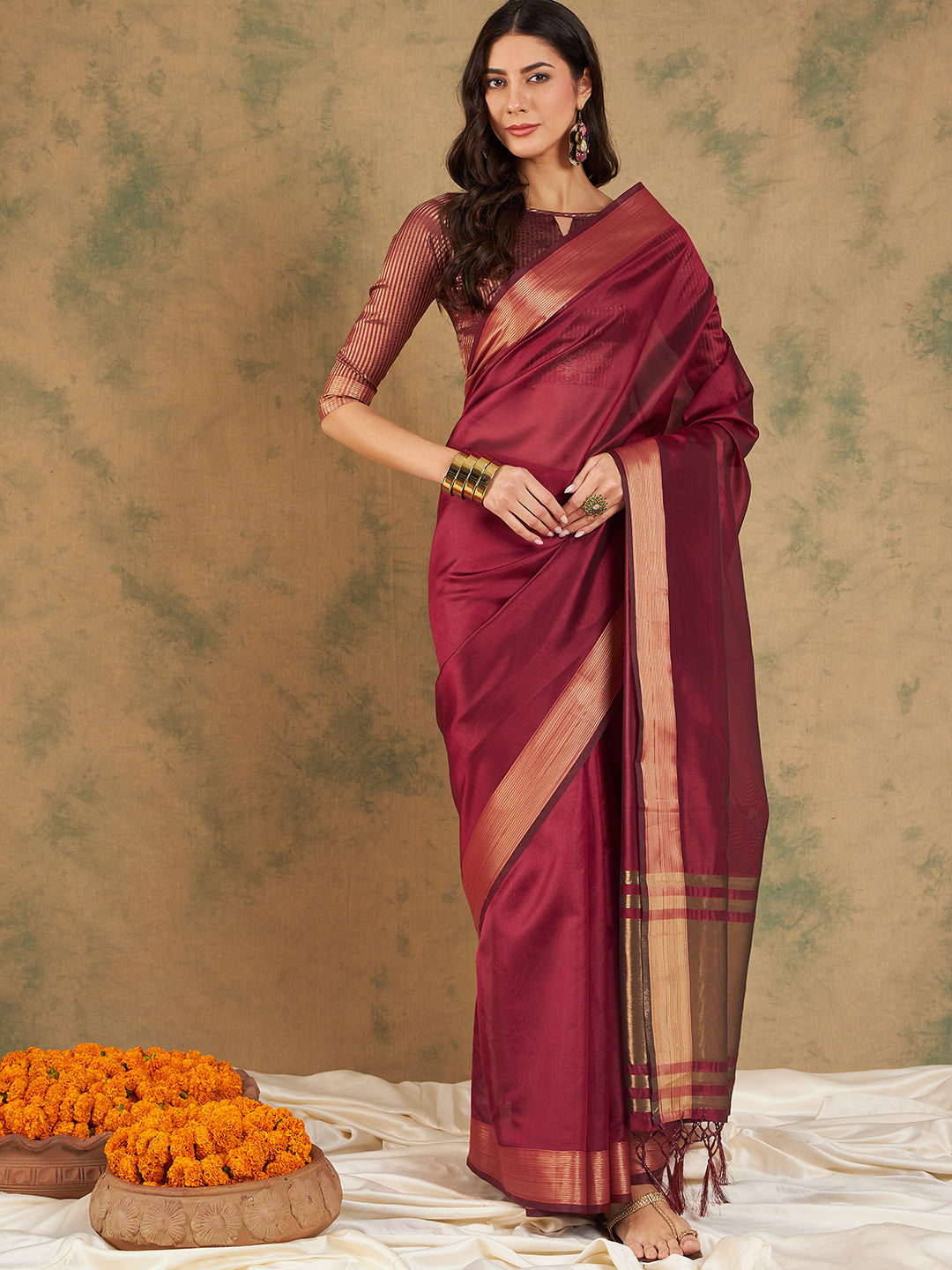 Designer Cotton-Organza Saree | Woven Jari Work for Special Events