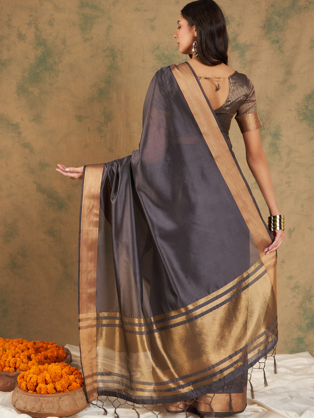 Designer Cotton-Organza Saree | Woven Jari Work for Special Events