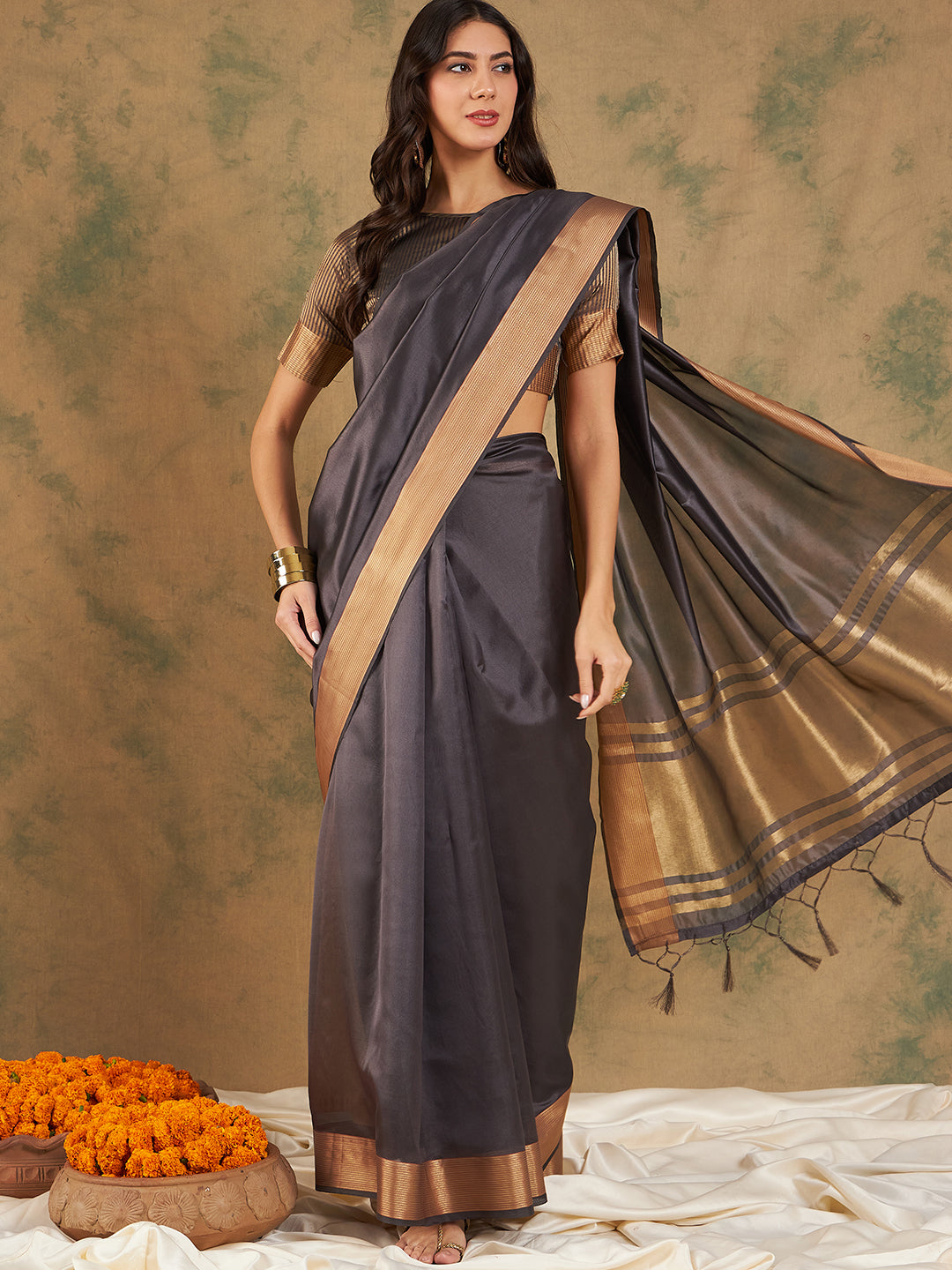 Designer Cotton-Organza Saree | Woven Jari Work for Special Events