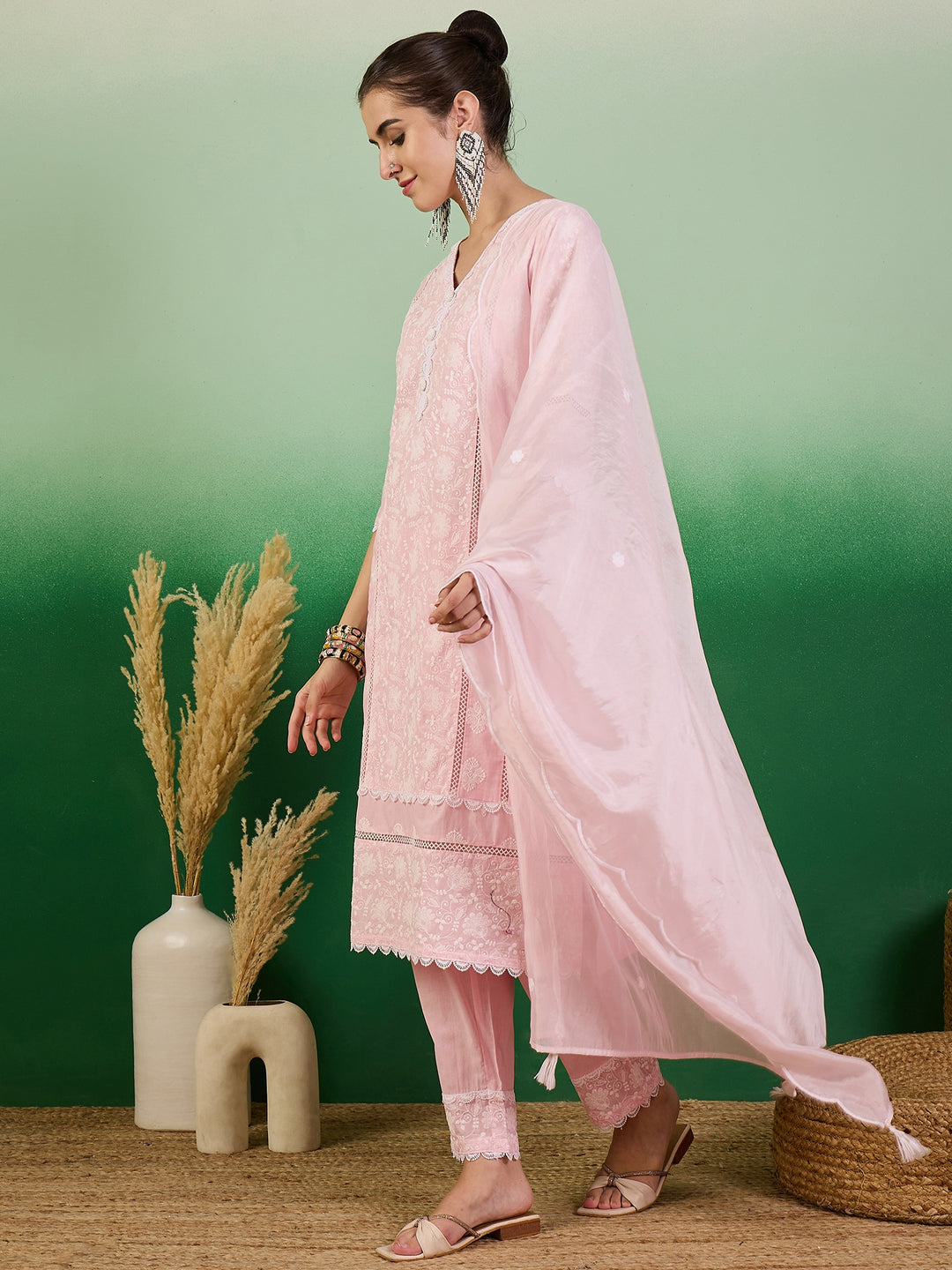 Stunning Cotton Salwar Kameez with Embroidery and Lace Detailing | Perfect Festive Wear