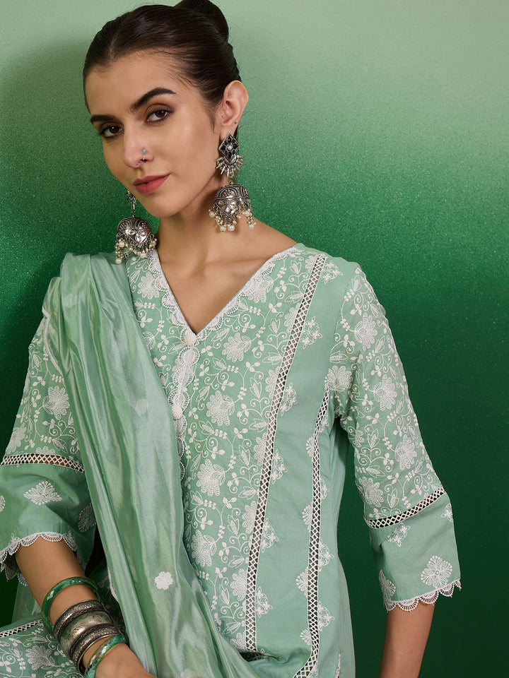 Stunning Cotton Salwar Kameez with Embroidery and Lace Detailing | Perfect Festive Wear