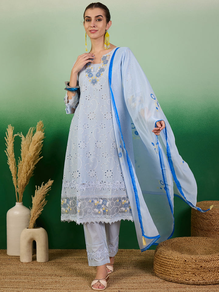 Stunning Cotton Salwar Kameez with Embroidery and Lace Detailing | Perfect Festive Wear