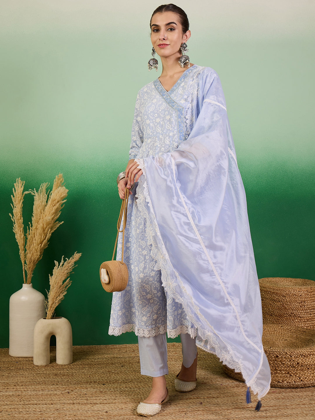 Stunning Cotton Salwar Kameez with Embroidery and Lace Detailing | Perfect Festive Wear