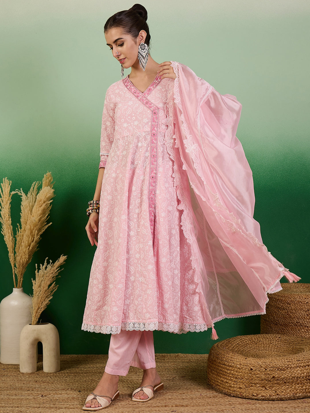 Stunning Cotton Salwar Kameez with Embroidery and Lace Detailing | Perfect Festive Wear