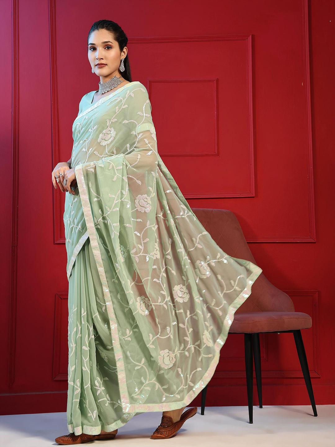 Designer Digital Printed Georgette Saree | Elegant Wedding & Festive Wear