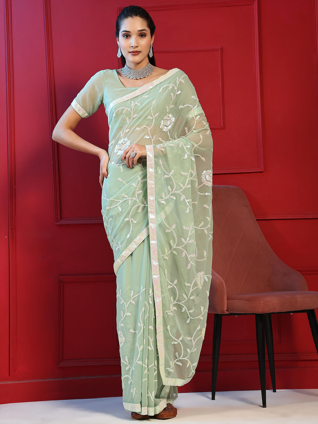 Designer Digital Printed Georgette Saree | Elegant Wedding & Festive Wear