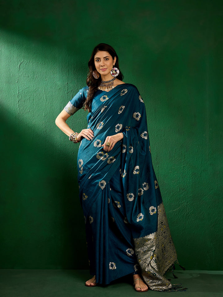 Elegant Staple Dola Cotton Saree with Banarasi Silk Design | Festive & Traditional Style