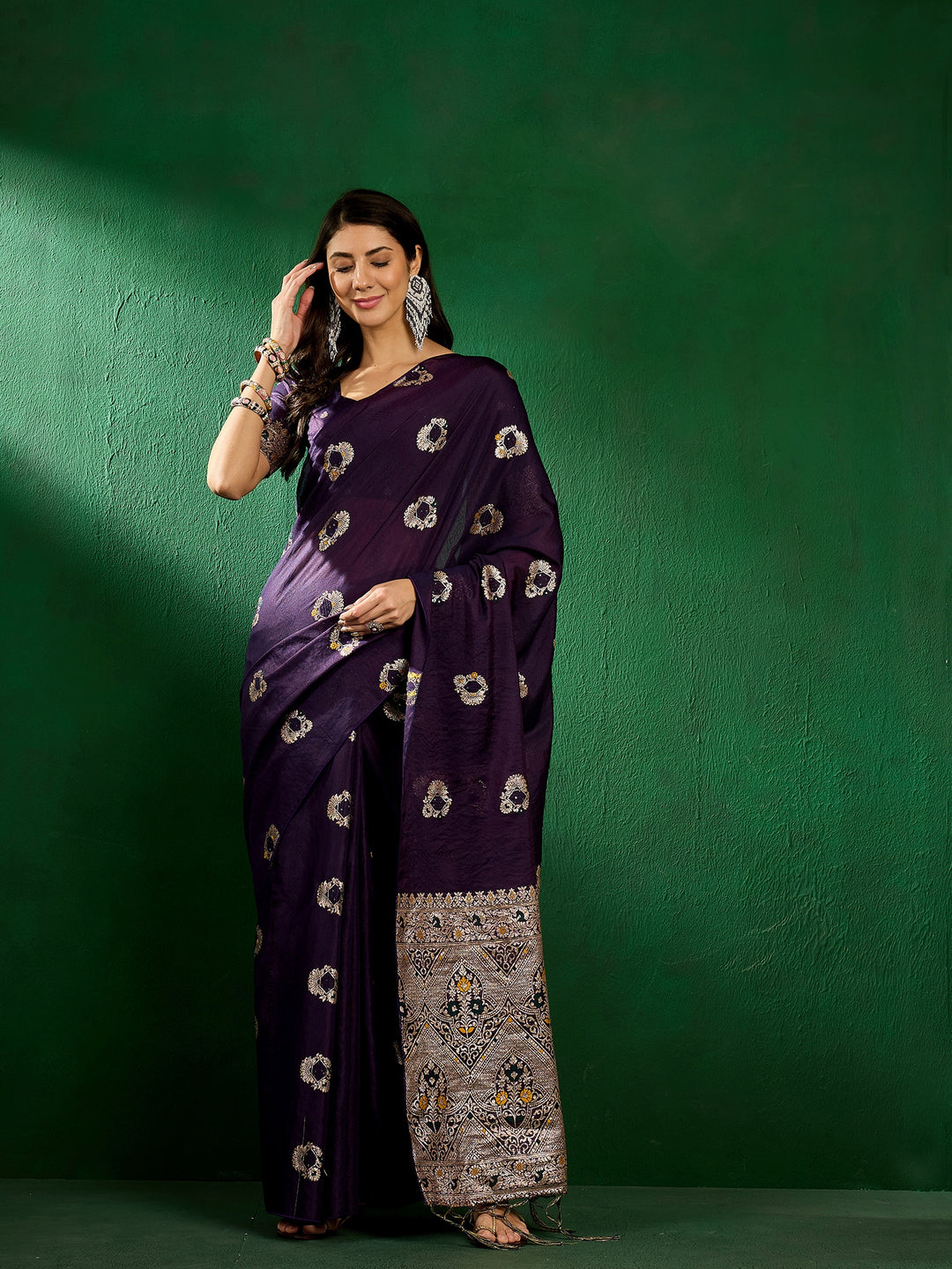 Elegant Staple Dola Cotton Saree with Banarasi Silk Design | Festive & Traditional Style