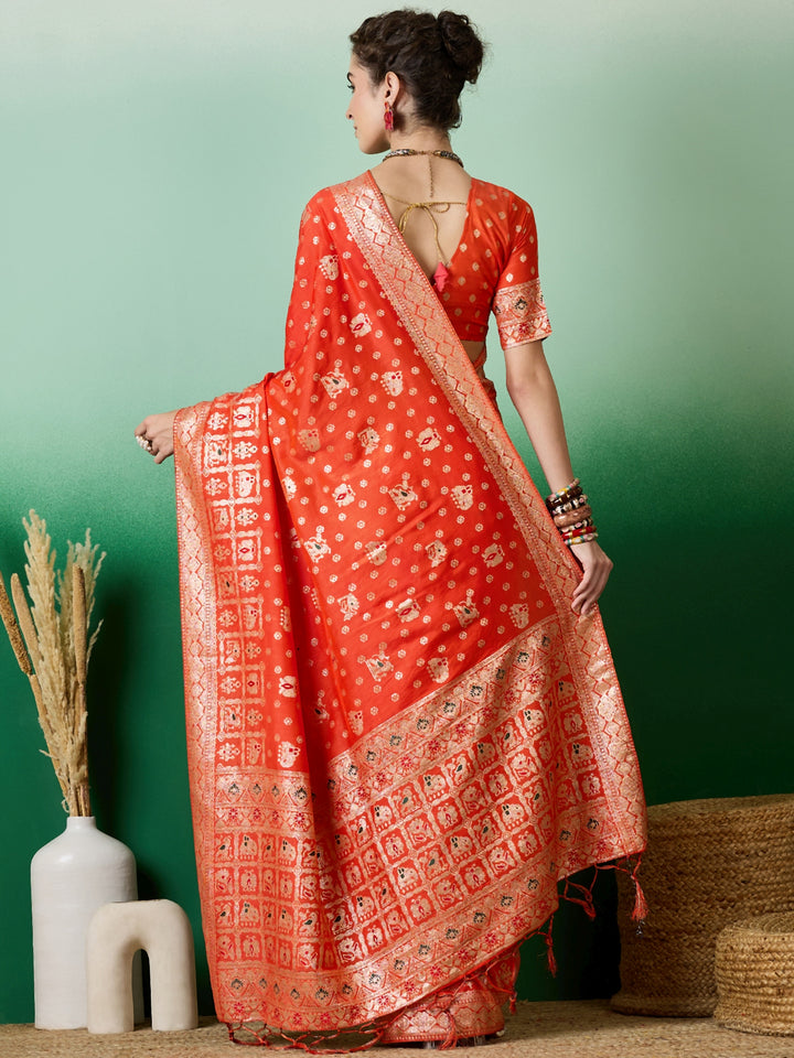 Elegant Wevon Jacquard Designer Saree | Banarasi Silk & Dola Cotton Blend