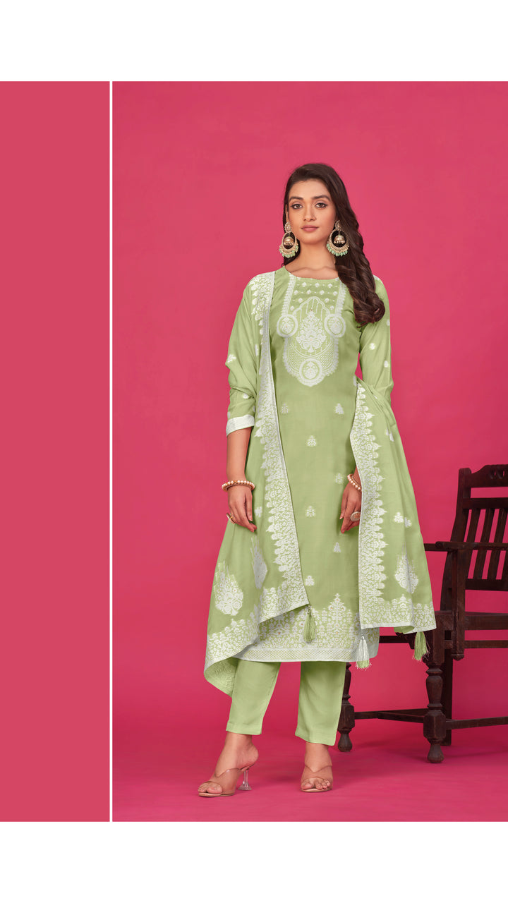 Stunning Organza Salwar Kameez with Floral Print and Embroidered Neckline | Perfect Festive Wear