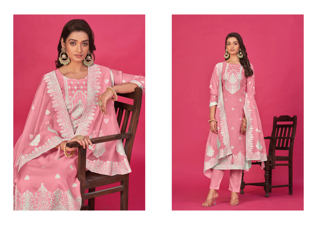 Stunning Organza Salwar Kameez with Floral Print and Embroidered Neckline | Perfect Festive Wear