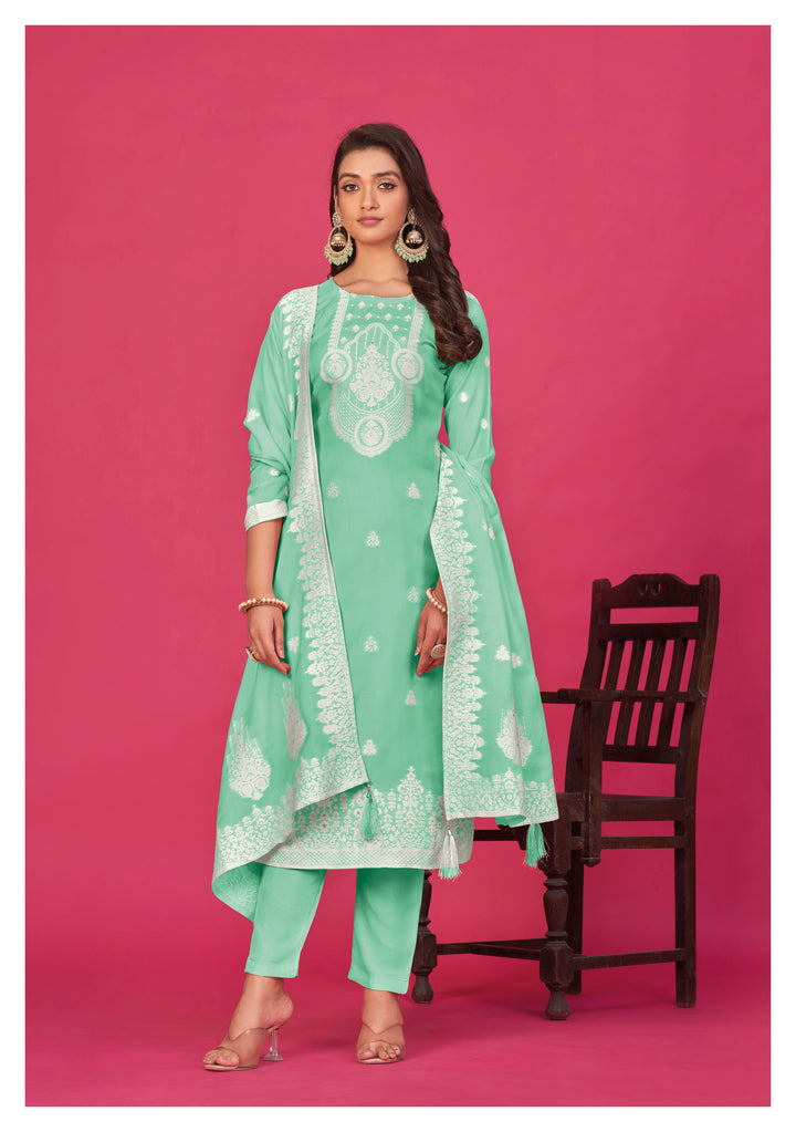 Stunning Organza Salwar Kameez with Floral Print and Embroidered Neckline | Perfect Festive Wear