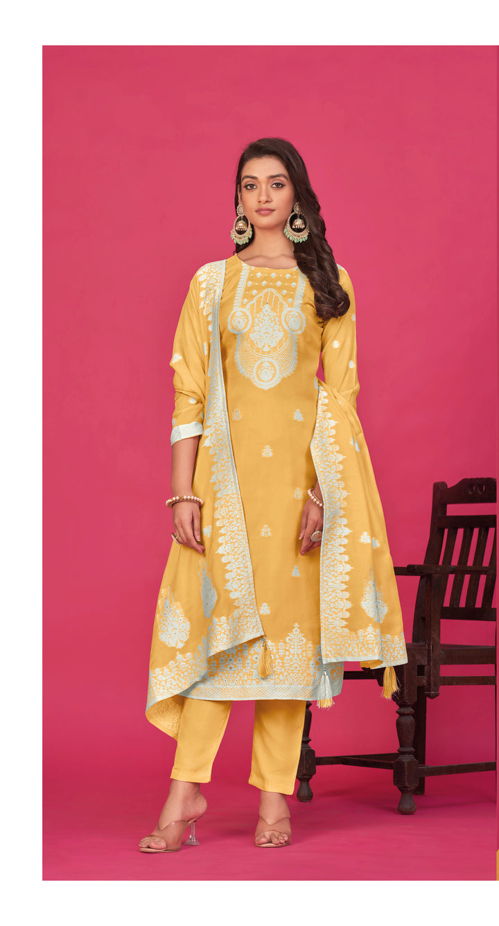 Stunning Organza Salwar Kameez with Floral Print and Embroidered Neckline | Perfect Festive Wear