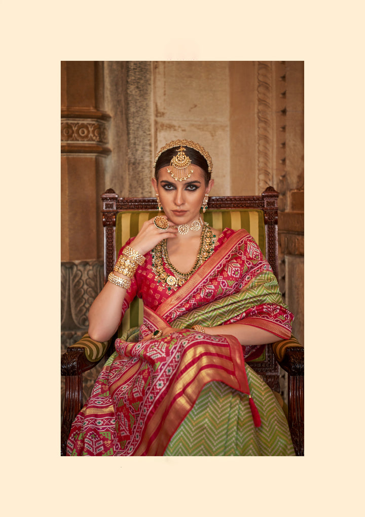 Elegant S-V-P Silk Saree with Banarasi Silk Top & Bottom | Designer Weaving for Weddings & Special Events