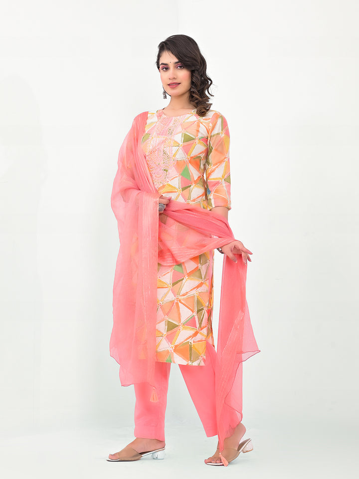 Stunning Modal Cotton Salwar Kameez with Floral Print and Embroidered Neckline | Perfect Festive Wear