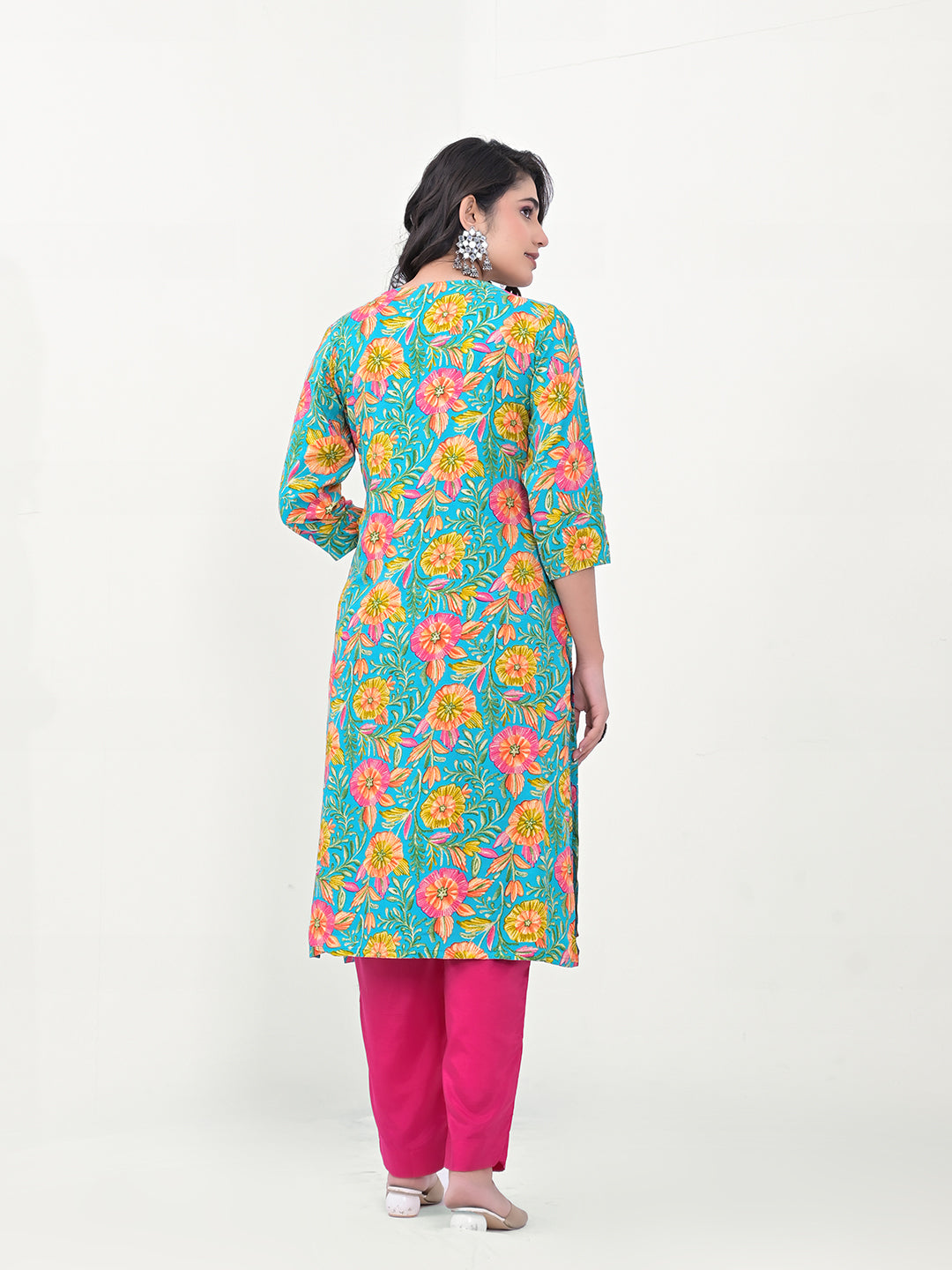 Stunning Modal Cotton Salwar Kameez with Floral Print and Embroidered Neckline | Perfect Festive Wear