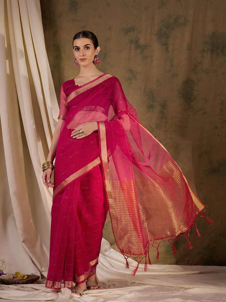 Radiant Organza Silk Saree with | Elegance Redefined for Weddings