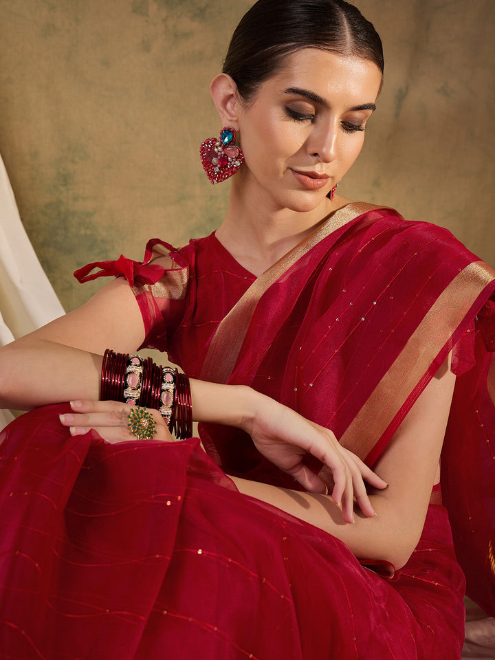 Radiant Organza Silk Saree with | Elegance Redefined for Weddings