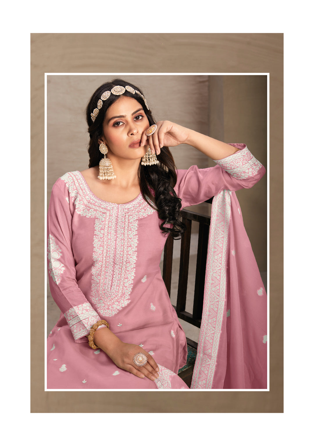 Stunning Organza Salwar Kameez with Floral Print and Embroidered Neckline | Perfect Festive Wear