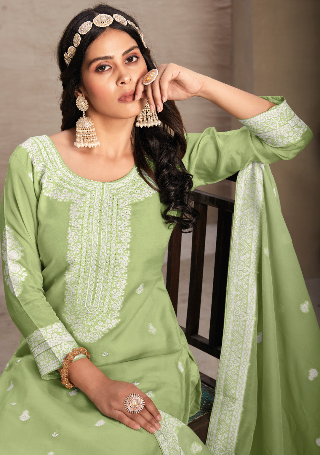 Stunning Organza Salwar Kameez with Floral Print and Embroidered Neckline | Perfect Festive Wear