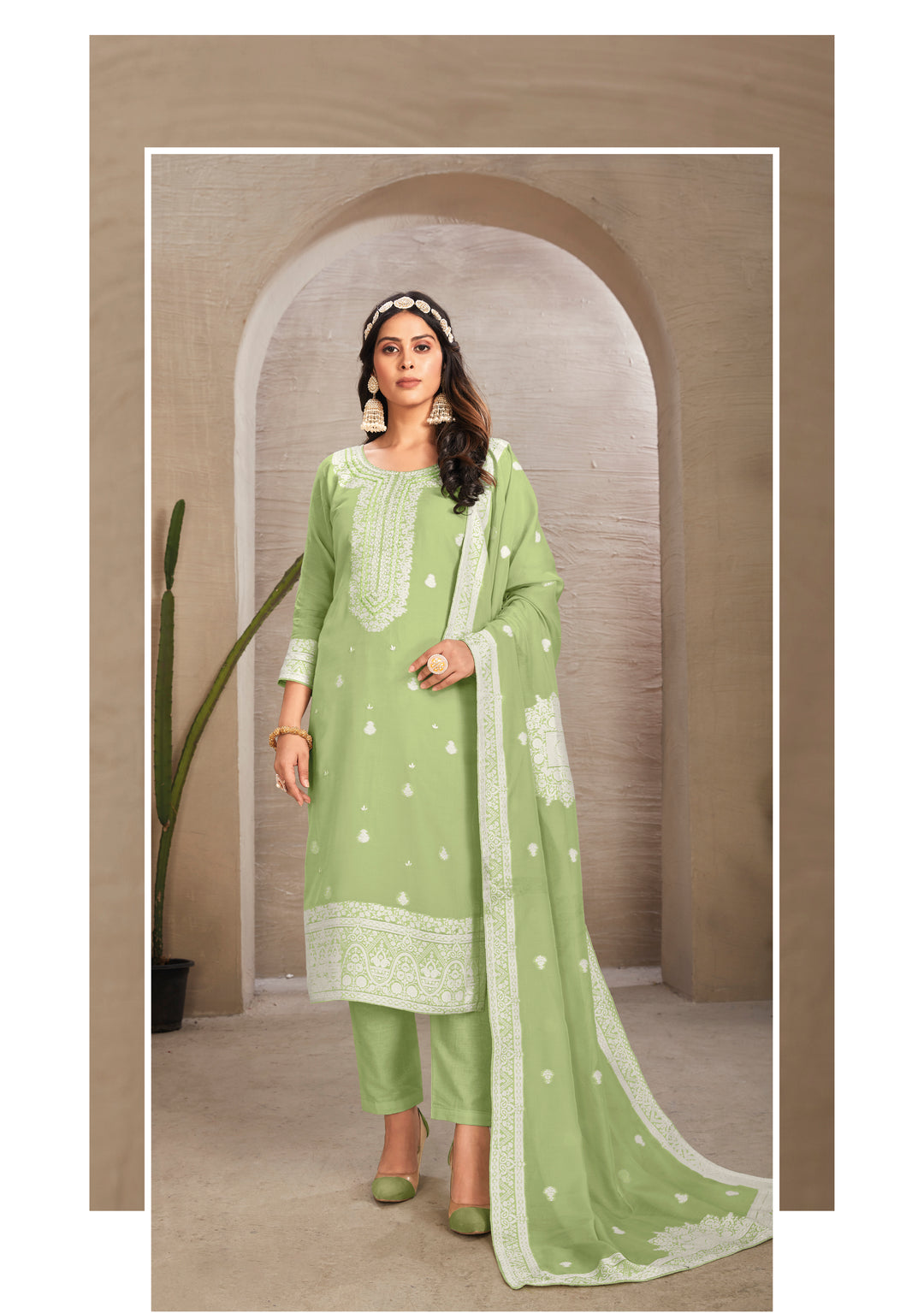 Stunning Organza Salwar Kameez with Floral Print and Embroidered Neckline | Perfect Festive Wear