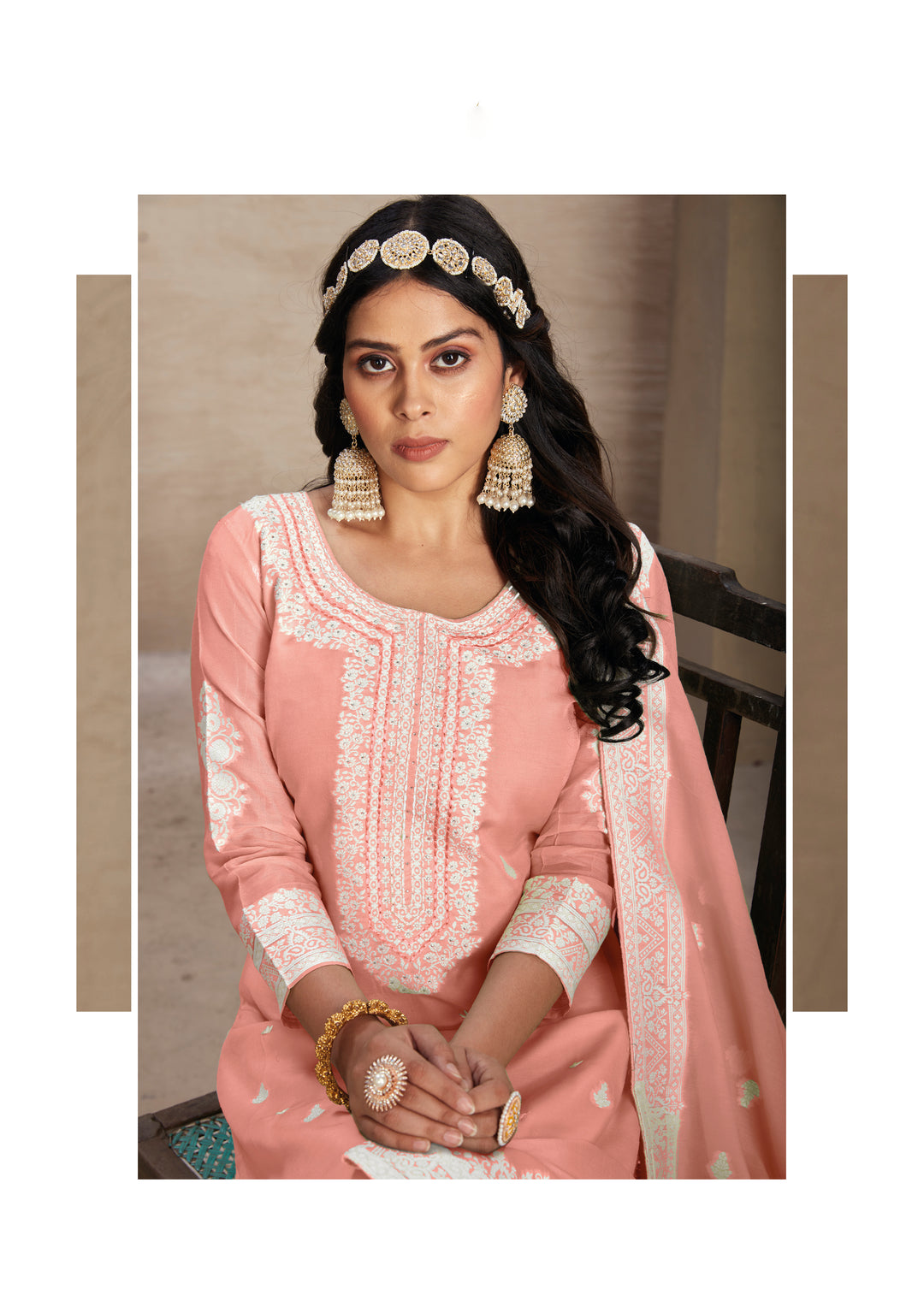 Stunning Organza Salwar Kameez with Floral Print and Embroidered Neckline | Perfect Festive Wear