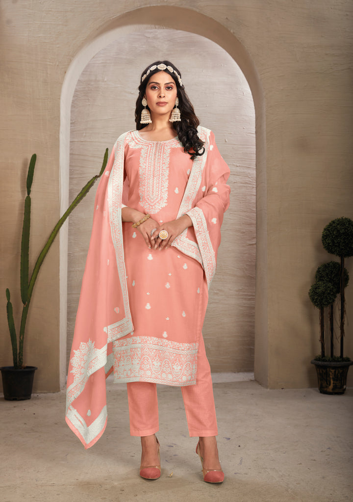 Stunning Organza Salwar Kameez with Floral Print and Embroidered Neckline | Perfect Festive Wear