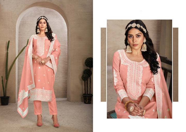 Stunning Organza Salwar Kameez with Floral Print and Embroidered Neckline | Perfect Festive Wear