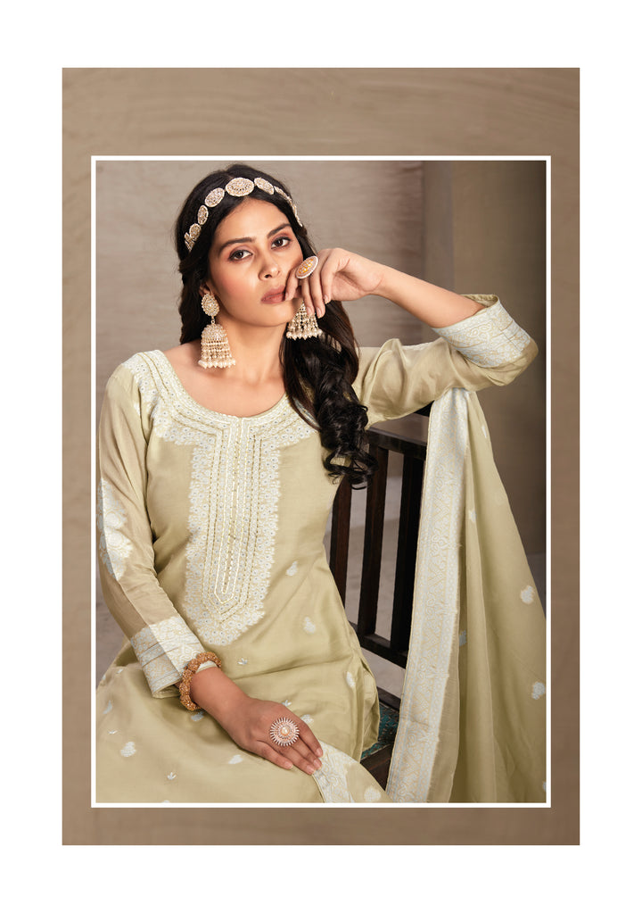 Stunning Organza Salwar Kameez with Floral Print and Embroidered Neckline | Perfect Festive Wear