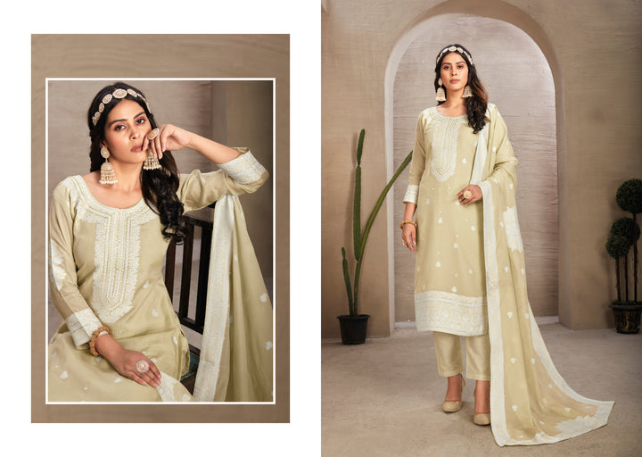 Stunning Organza Salwar Kameez with Floral Print and Embroidered Neckline | Perfect Festive Wear