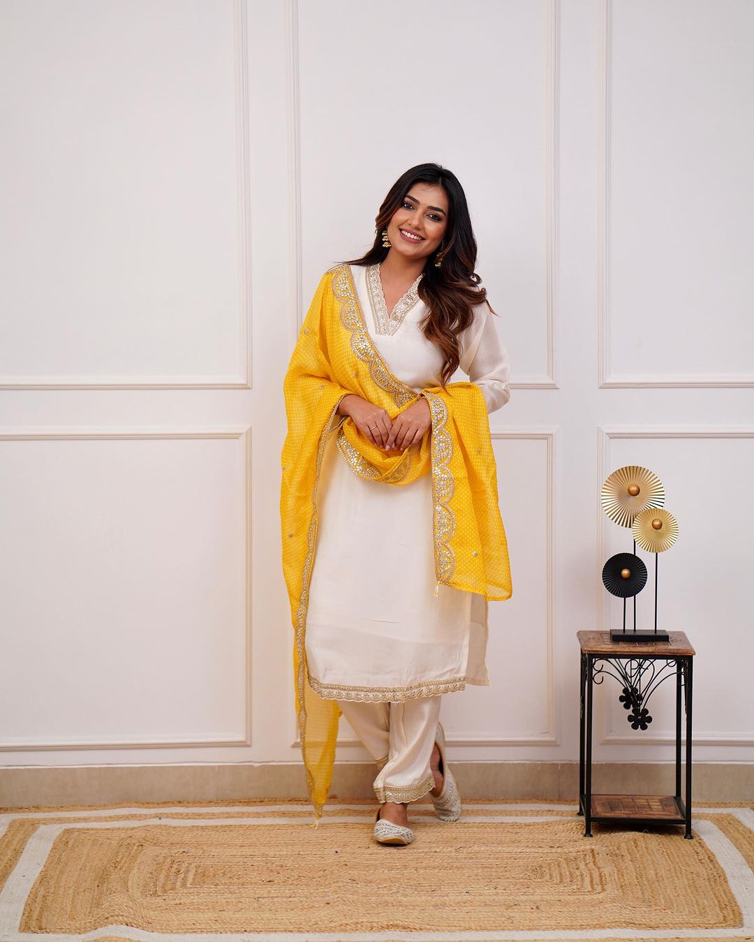 Stunning Chanderi Salwar Kameez with Gold Embroidery | Perfect for Festive Wear