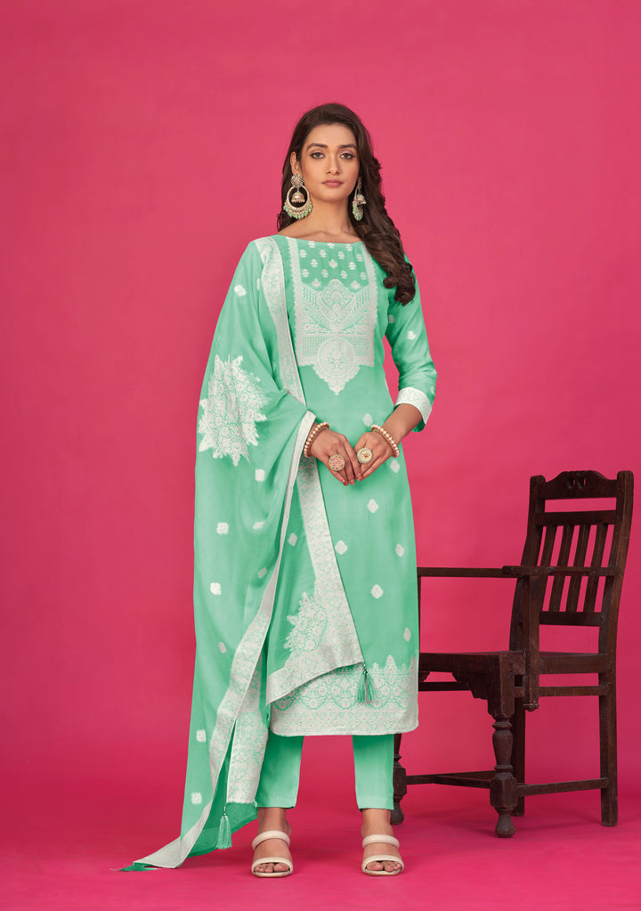 Stunning Organza Salwar Kameez with Intricate Embroidery | Perfect Festive Wear