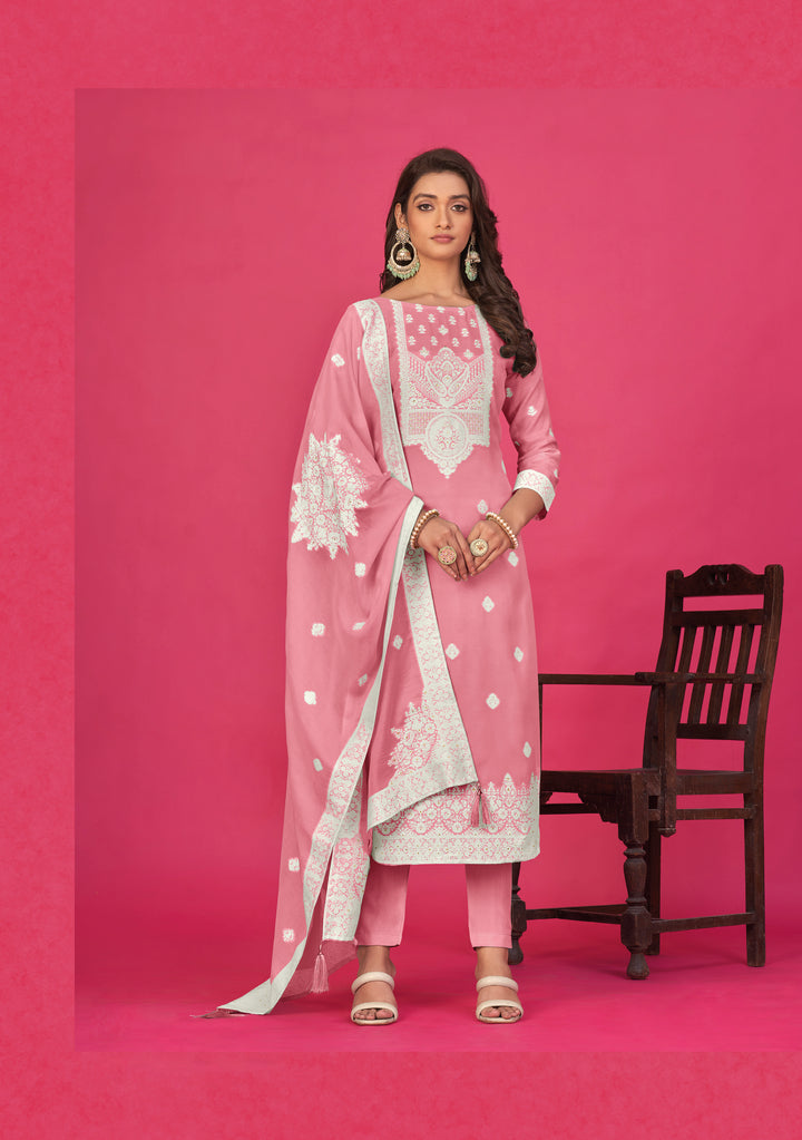 Stunning Organza Salwar Kameez with Intricate Embroidery | Perfect Festive Wear