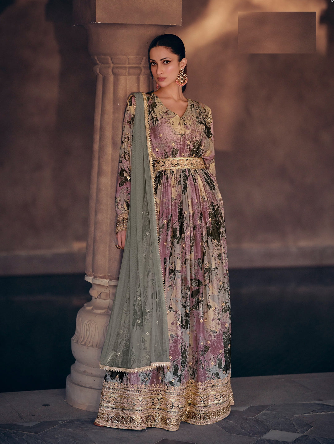 Stunning Georgette Anarkali with Floral Print and Gorgeous dupatta | Perfect Festive Wear