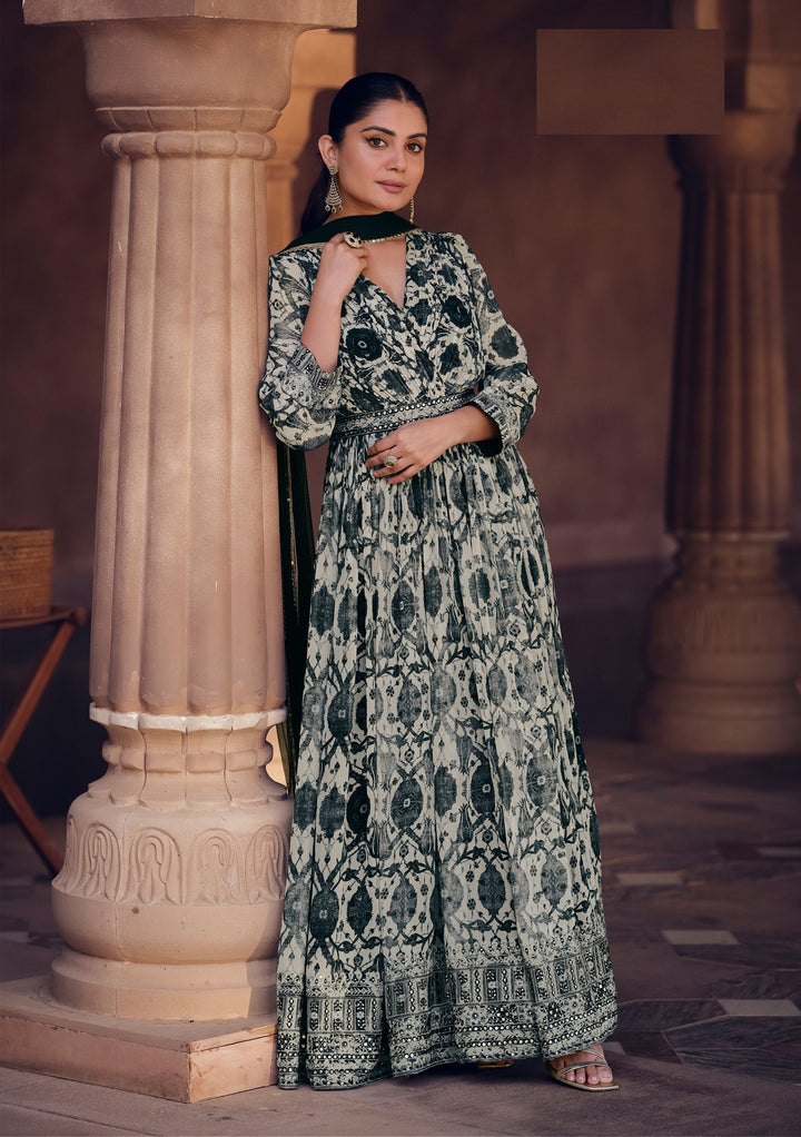 Stunning Georgette Anarkali with Floral Print and Gorgeous dupatta | Perfect Festive Wear