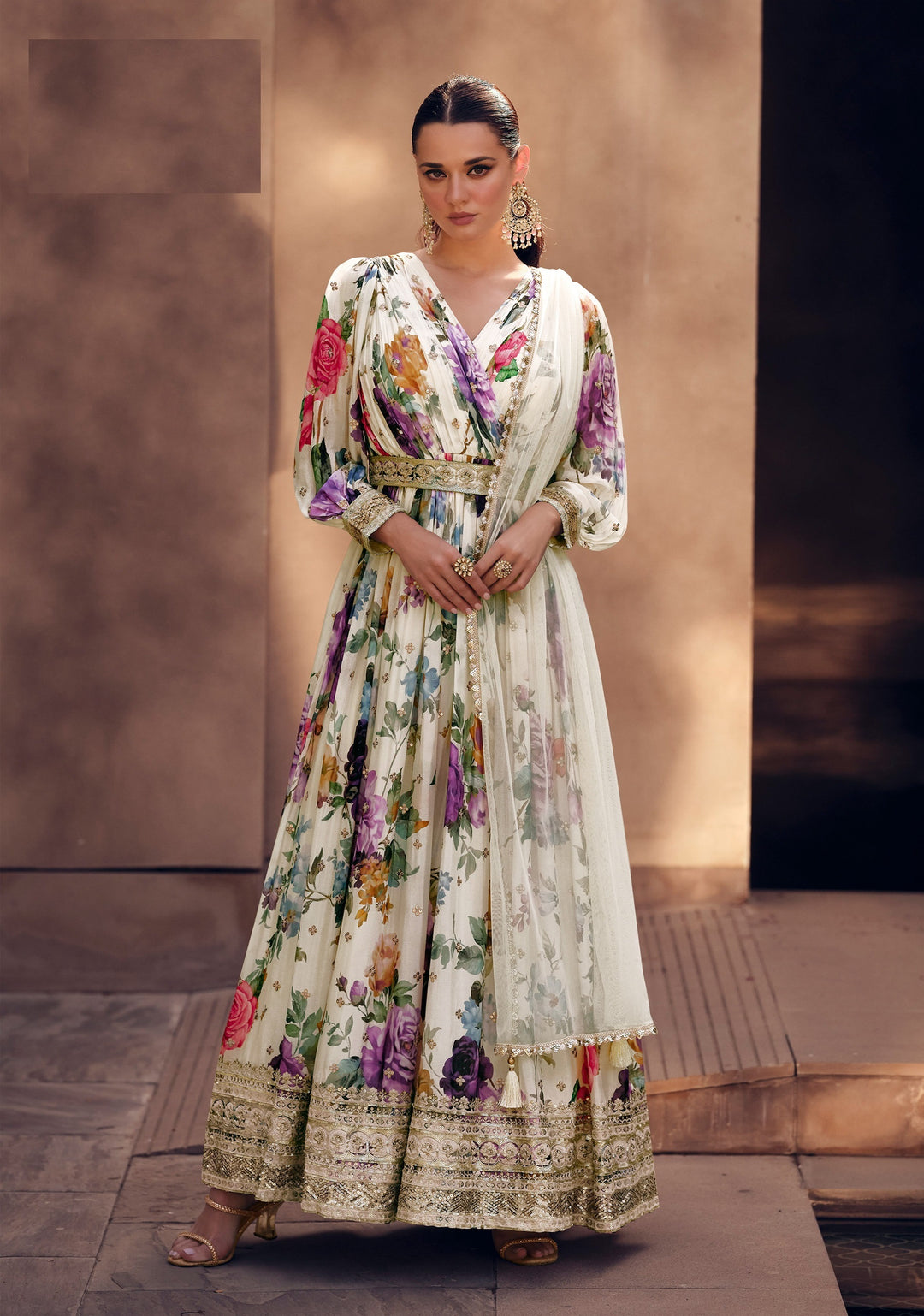 Stunning Georgette Anarkali with Floral Print and Gorgeous dupatta | Perfect Festive Wear