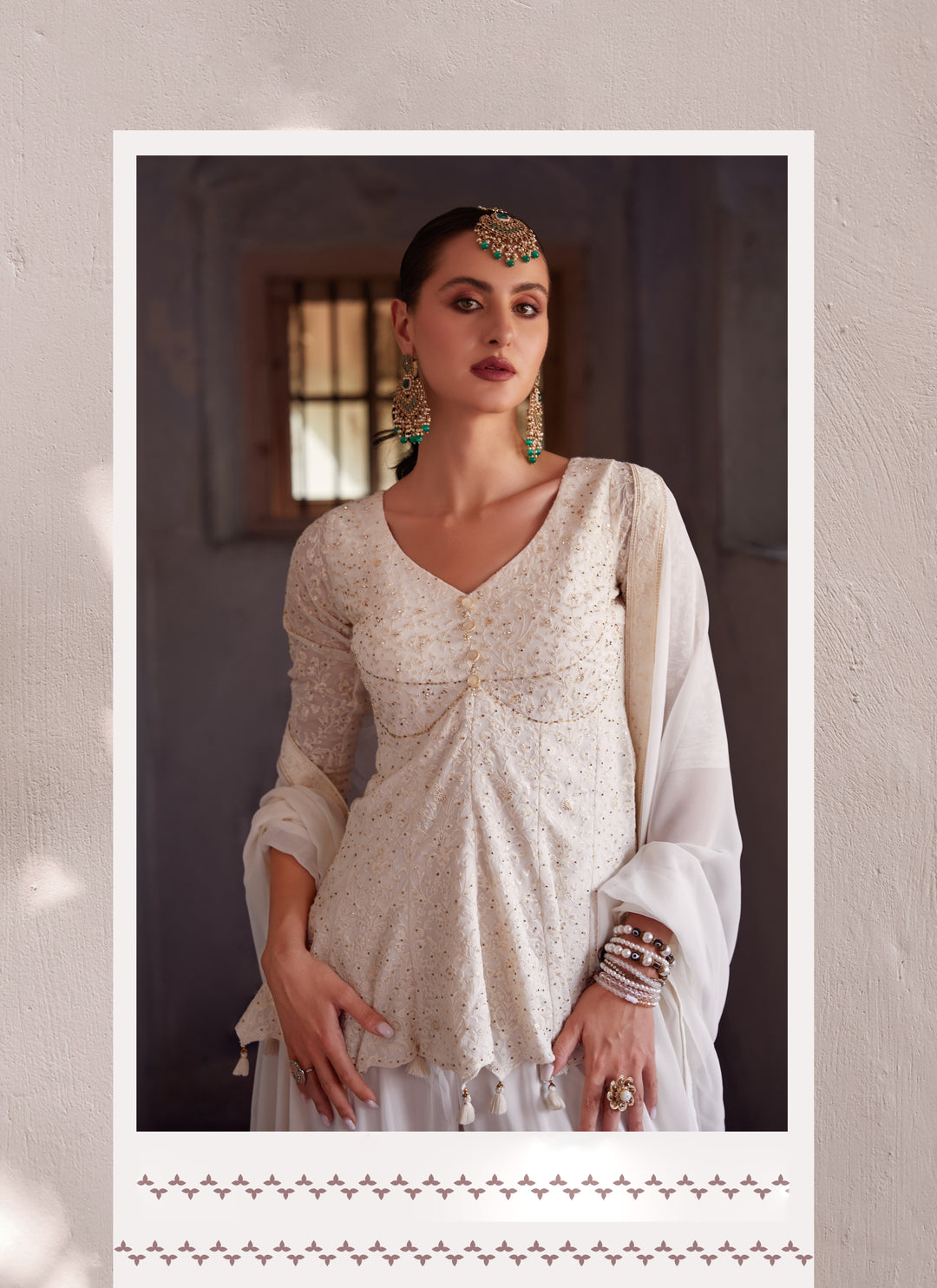 Elegant Off-White Georgette Indowestern Kurta with Intricate Embellishments | Perfect Party Wear