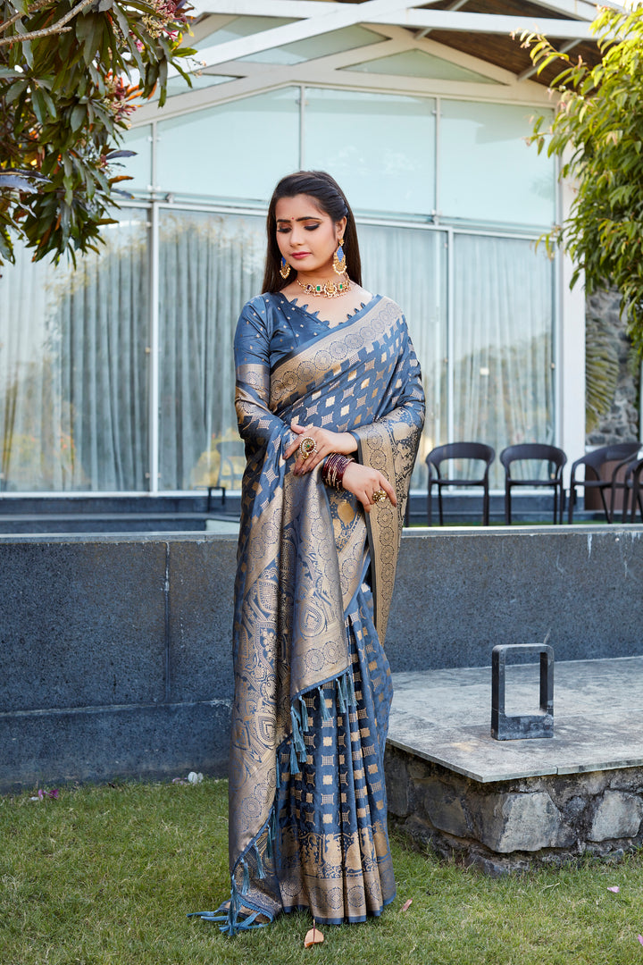 Designer Satin-Silk Saree with Banarasi-Silk | Jacquard Weaving for Weddings