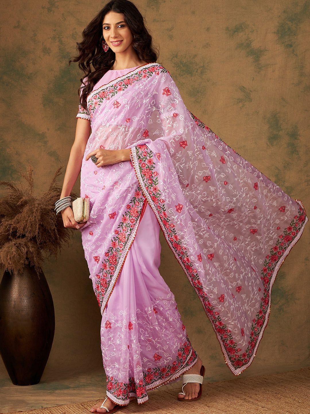 Designer Organza Saree with Banarasi Silk | Embroidered for Special Events