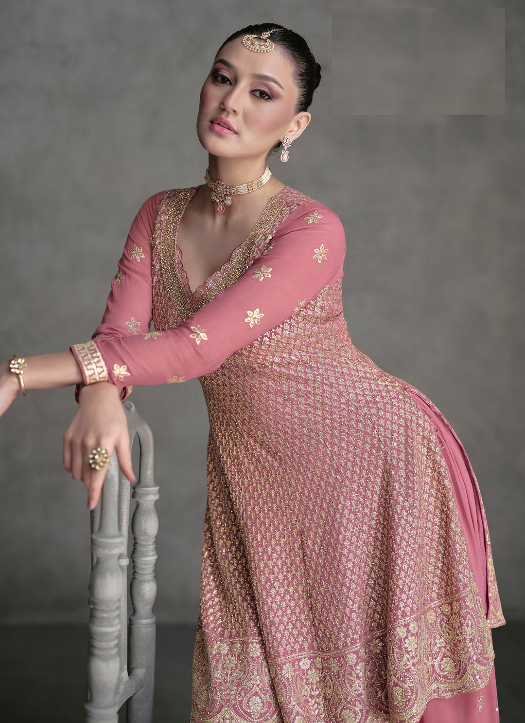 Light Pink Designer Sharara Suit for Women | Elegant Georgette Sharara Set for Weddings & Parties