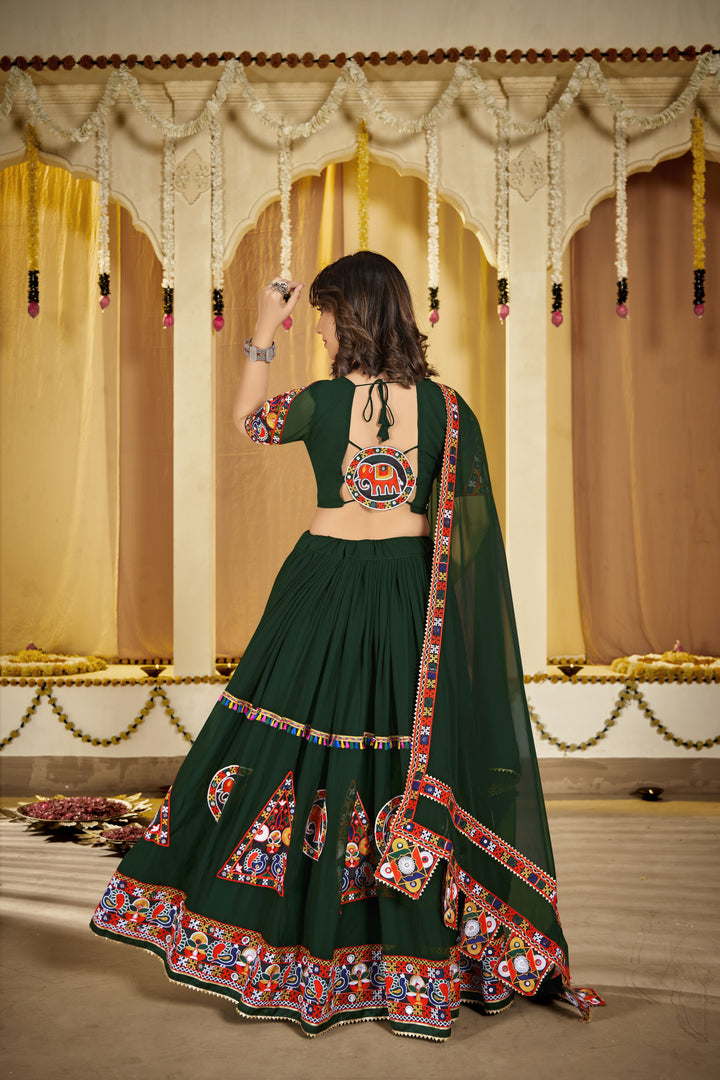 Georgette Mirror & Thread-Embroidery Lehenga | Wedding & Bridal Ensemble