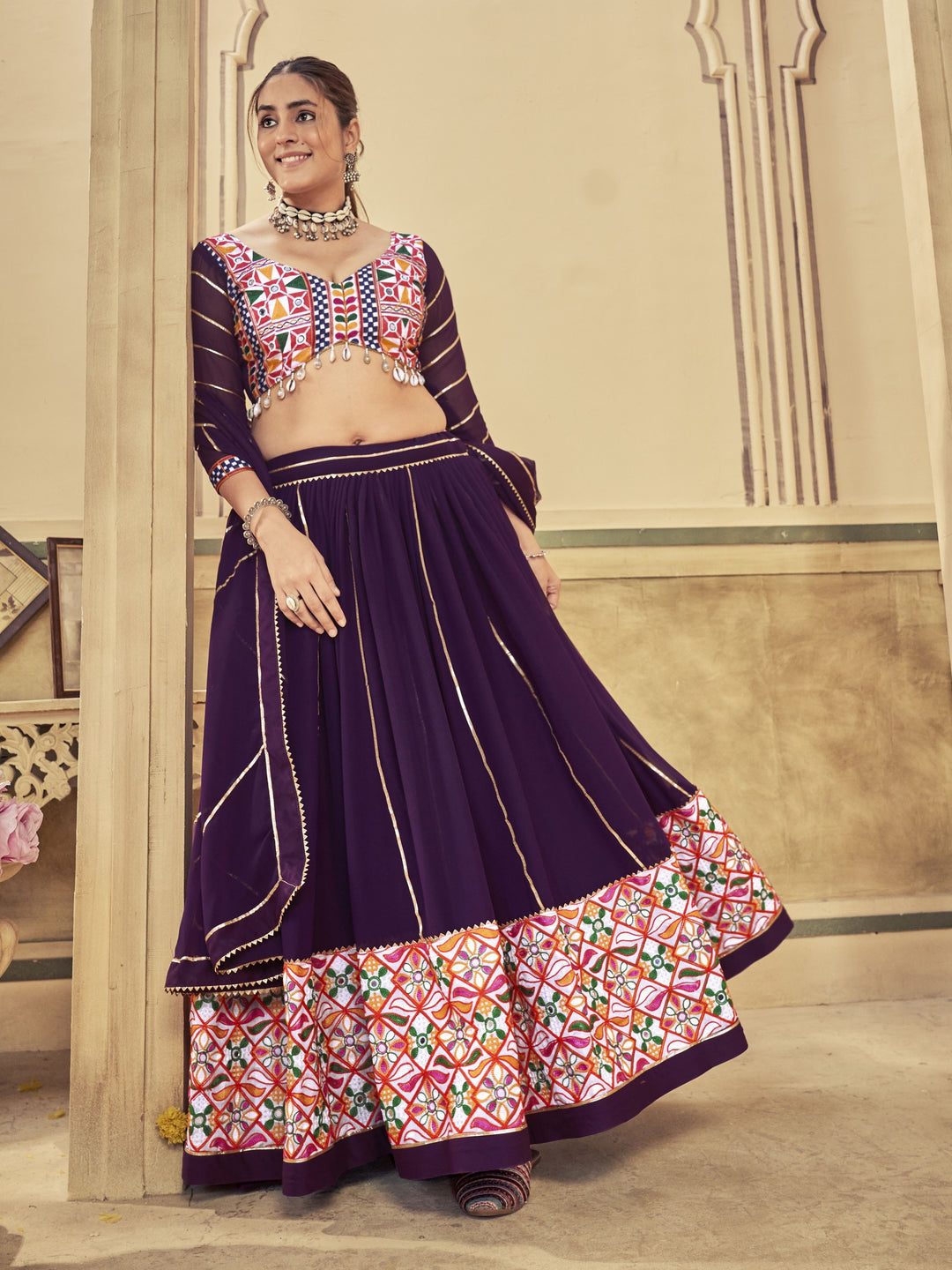 Luxurious purple Georgette Lehenga with purple Dupatta | A Graceful Addition to Your Wardrobe