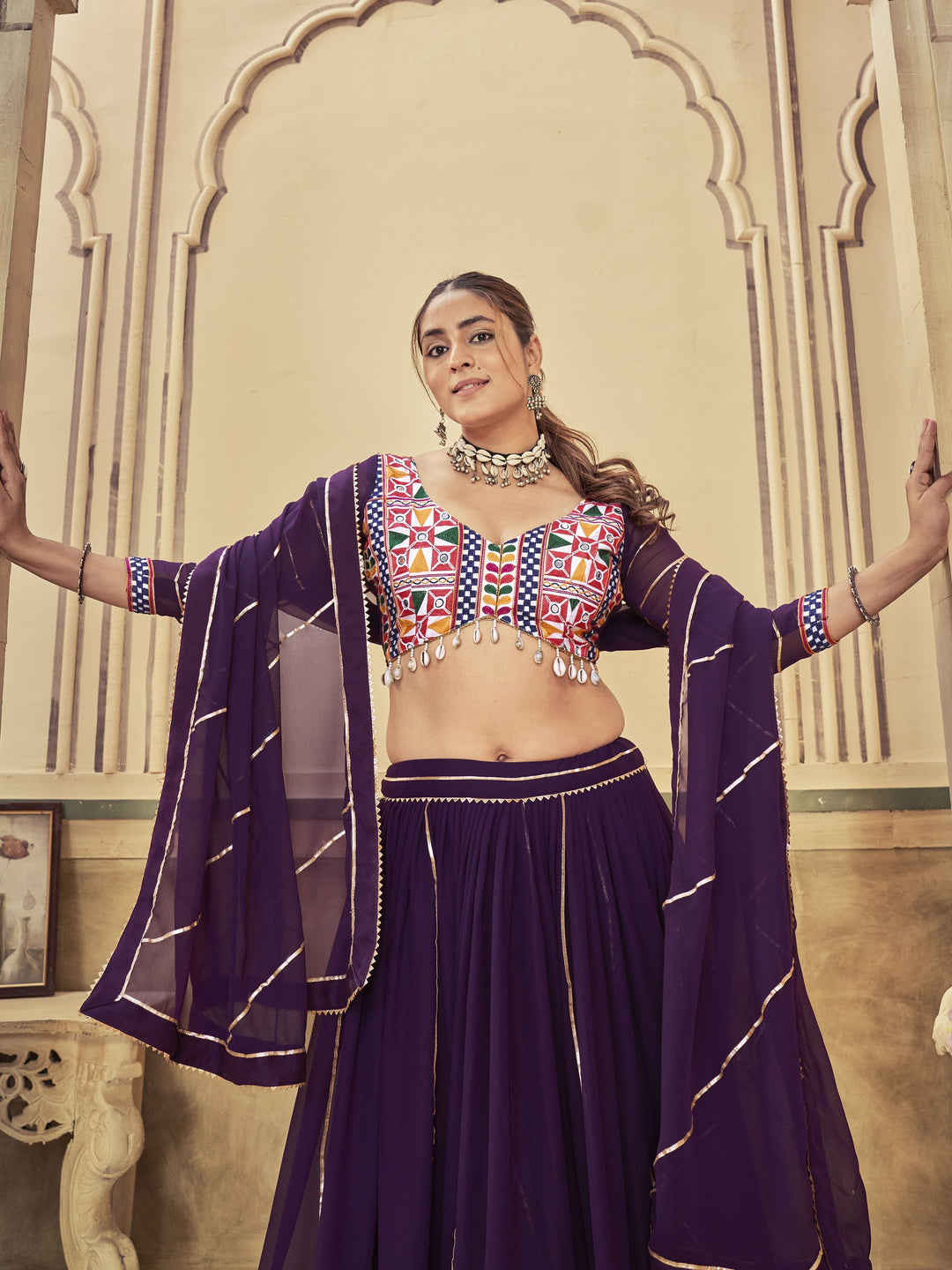 Luxurious purple Georgette Lehenga with purple Dupatta | A Graceful Addition to Your Wardrobe