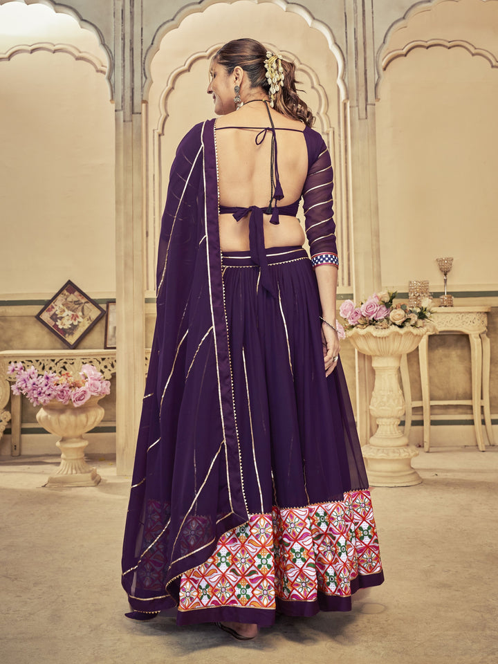 Luxurious purple Georgette Lehenga with purple Dupatta | A Graceful Addition to Your Wardrobe