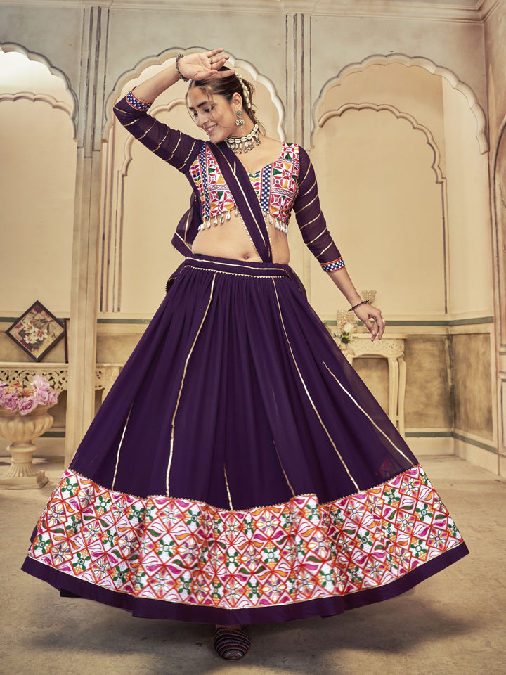 Luxurious purple Georgette Lehenga with purple Dupatta | A Graceful Addition to Your Wardrobe