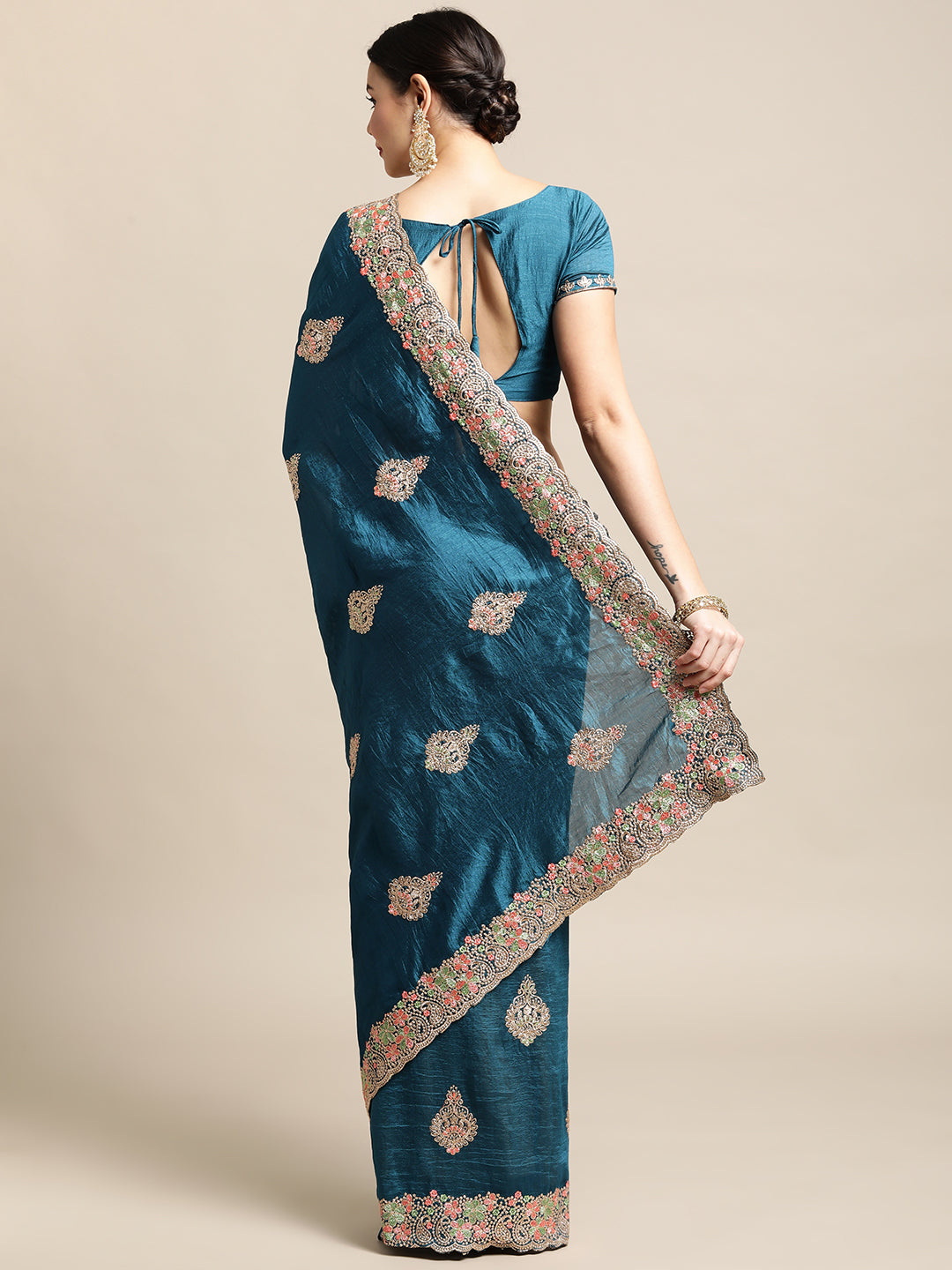 Designer Rangoli Silk Saree | Heavy Embroidery Work for Special Occasions