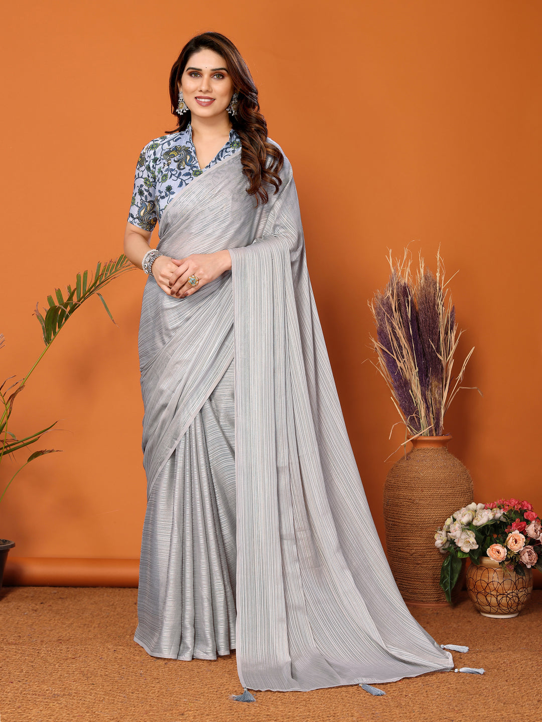 Elegant Polyester Zari Banglori Saree | Solid and Digital Printed Party Look