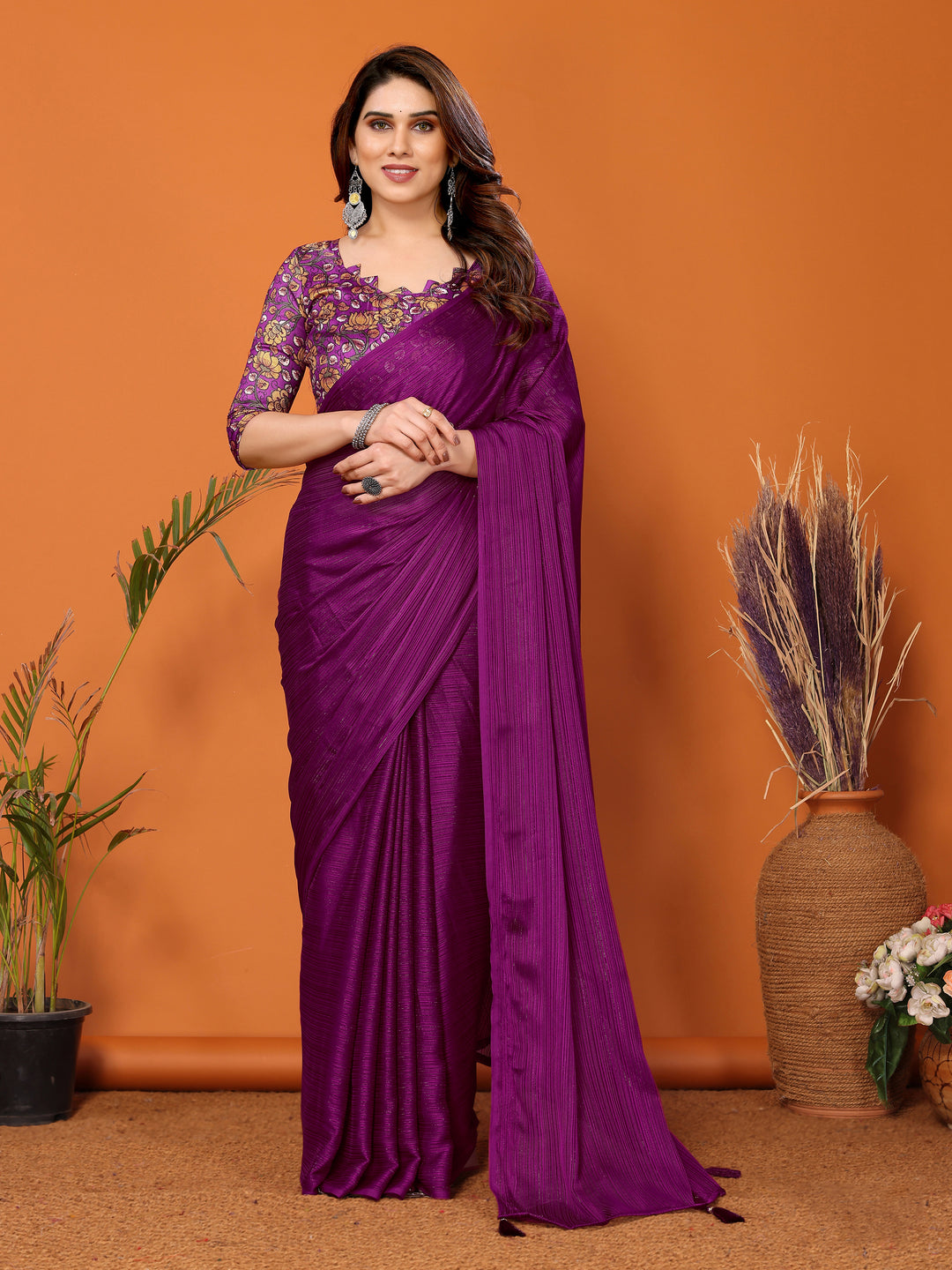 Elegant Polyester Zari Banglori Saree | Solid and Digital Printed Party Look