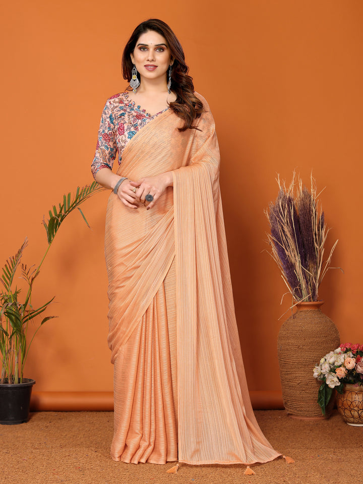 Elegant Polyester Zari Banglori Saree | Solid and Digital Printed Party Look